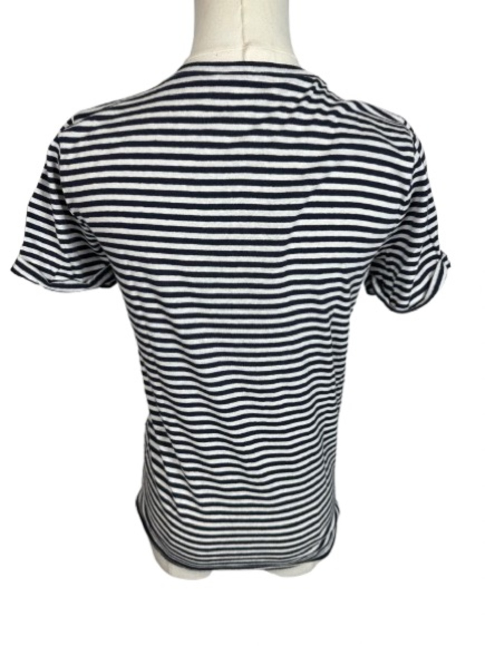 J. Crew Navy and White Striped Tee with Front Pocket and Tie Size XS - Picture 3 of 5